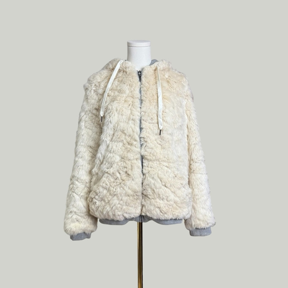 ZARA Faux Fur Cream Jacket, Cozy Teddy Zip-Up, Sz S - Picture 2 of 16